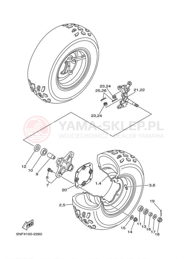 Schemat "Koło przód" do Yamaha WARRIOR YFM35XSC/YFM35XS