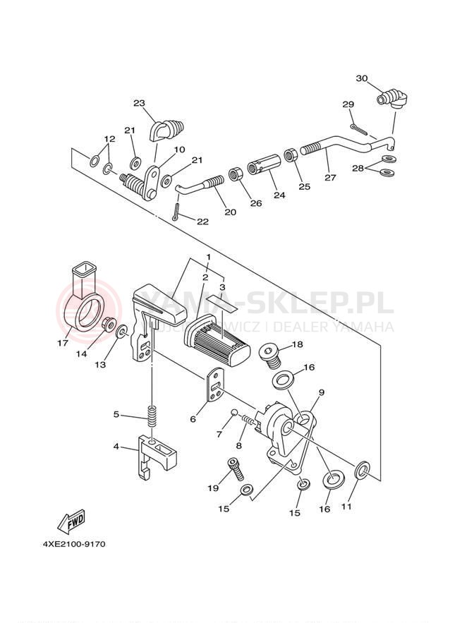 Schemat "dźwignia trybu napędu" do Yamaha BEARTRACKER YFM25XS
