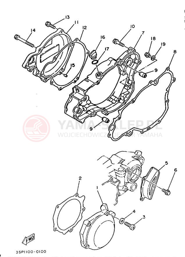 Schemat "Pokrywa silnika" do Yamaha YZ250E