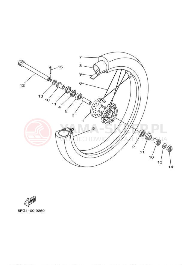 Schemat "Koło przód" do Yamaha TTR225 TTR225RC/TTR225R