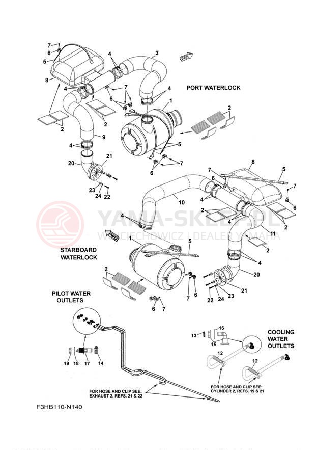 Schemat "wydech" do Yamaha 212SS CALIFORNIA XAT1800CLN