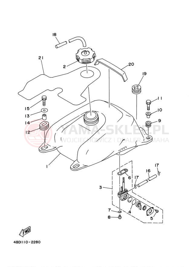 Schemat "zbiornik paliwa" do Yamaha BEAR TRACKER YFM250XR