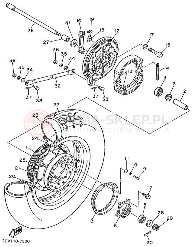 Schemat "Koło tył" do Yamaha VIRAGO 535 XV535MC/XV535M