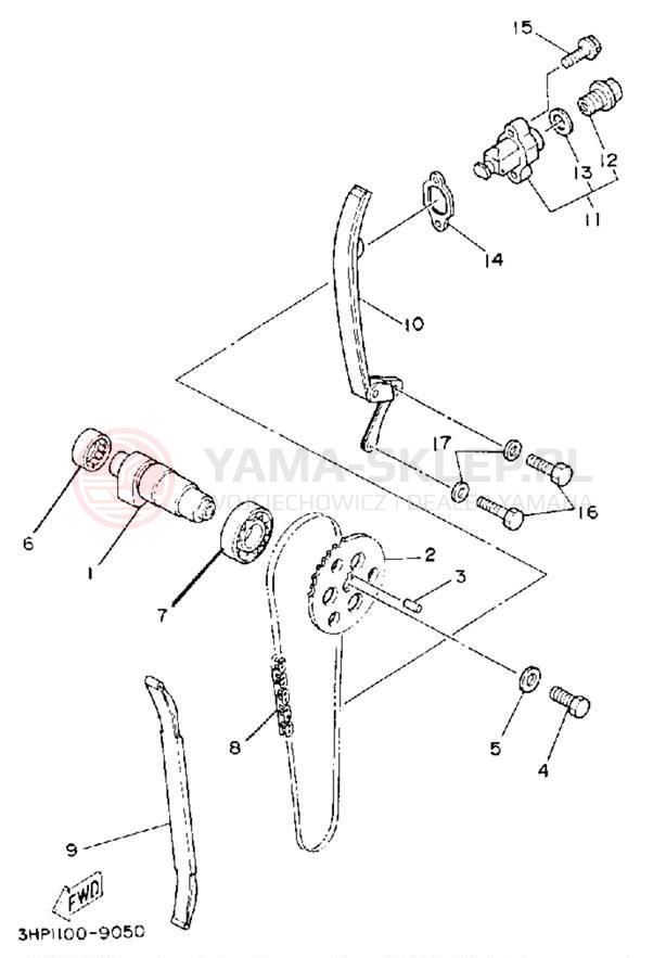 Schemat "Rozrząd - łańcuszek" do Yamaha YFM350XD
