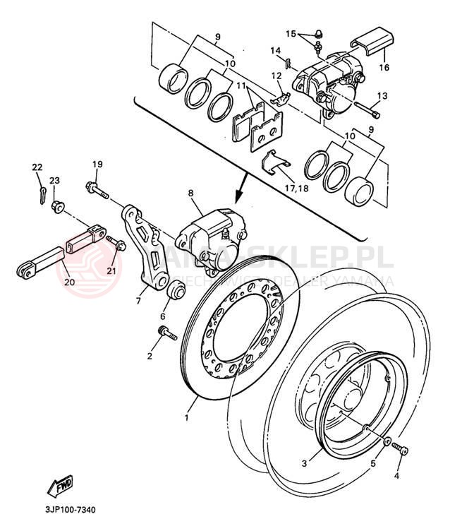Schemat "Zacisk hamulcowy tylny" do Yamaha V-MAX 1200 VMX12JC/VMX12J