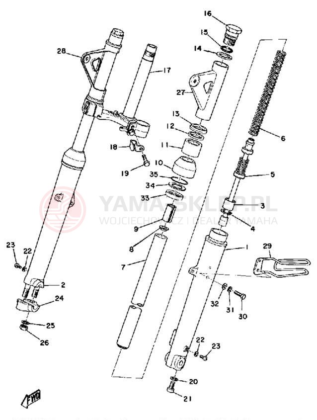 Schemat "Amortyzatory przód" do Yamaha DT175A