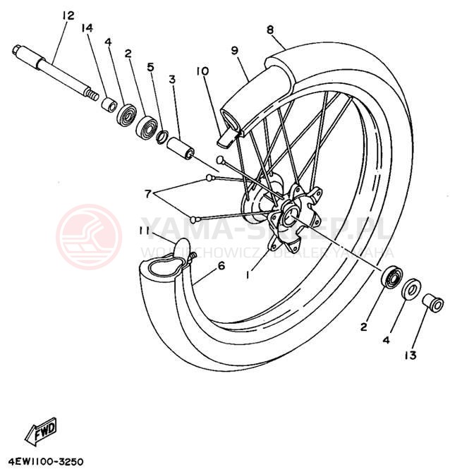 Schemat "Koło przód" do Yamaha YZ250F1