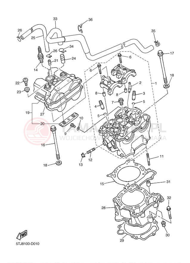 Schemat "cylinder" do Yamaha WR450F WR450FT