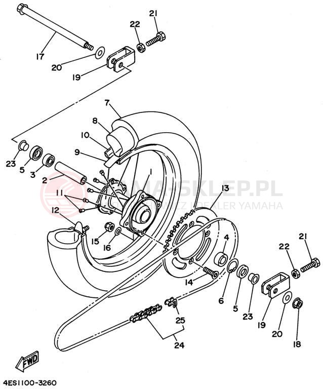 Schemat "Koło tył" do Yamaha YZ80H1