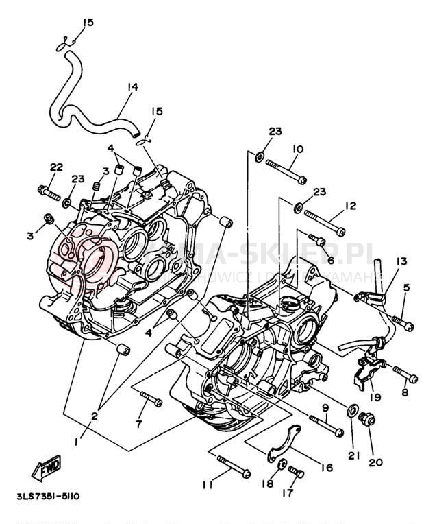 Schemat "Obudowa silnika" do Yamaha VIRAGO 250 XV250N/XV250NC