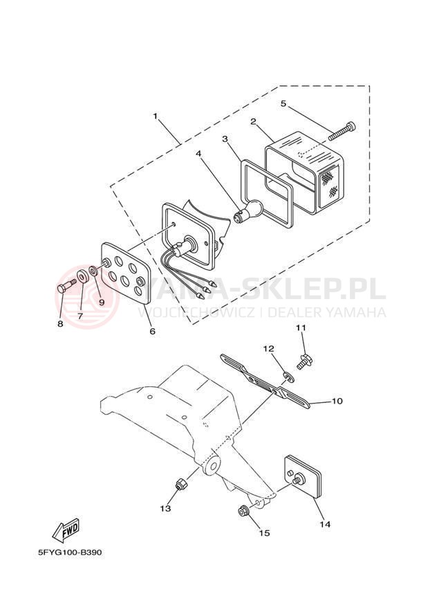 Schemat "lampa tył" do Yamaha TW200 TW200S/TW200SC