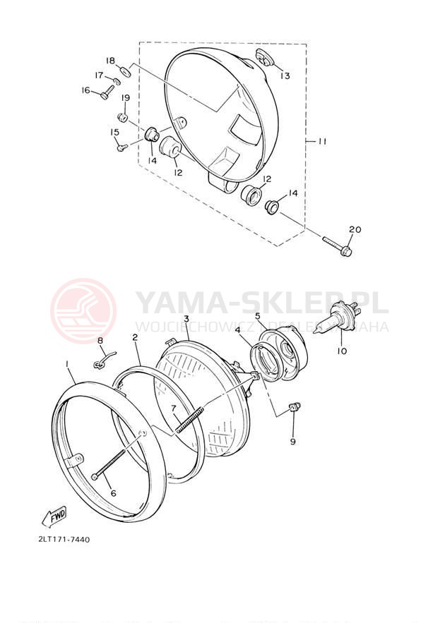 Schemat "Lampa przód" do Yamaha V-MAX VMX12R/VMX12RC