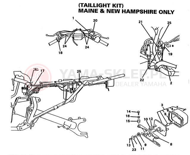 Schemat "Oświetlenie tył" do Yamaha WARRIOR YFM350XF