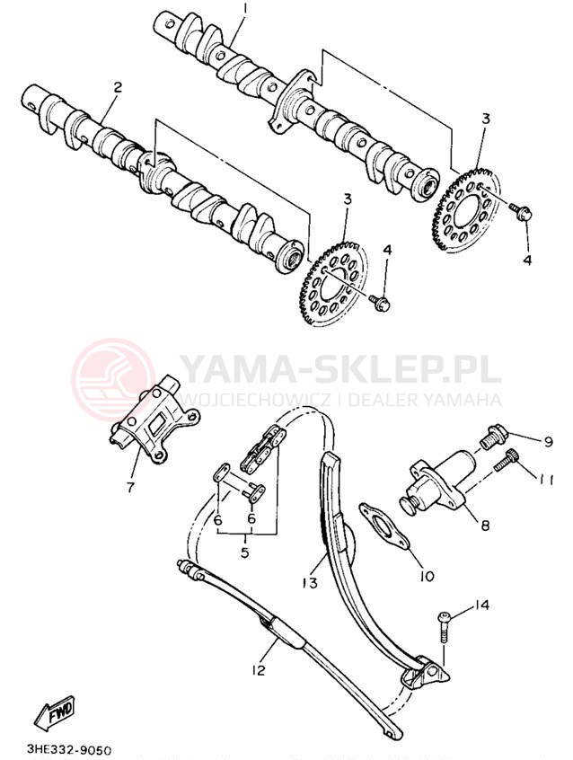 Schemat "Rozrząd - łańcuszek" do Yamaha FZR600W