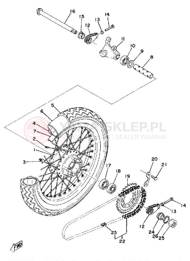 Schemat "Koło tył" do Yamaha TZ250F