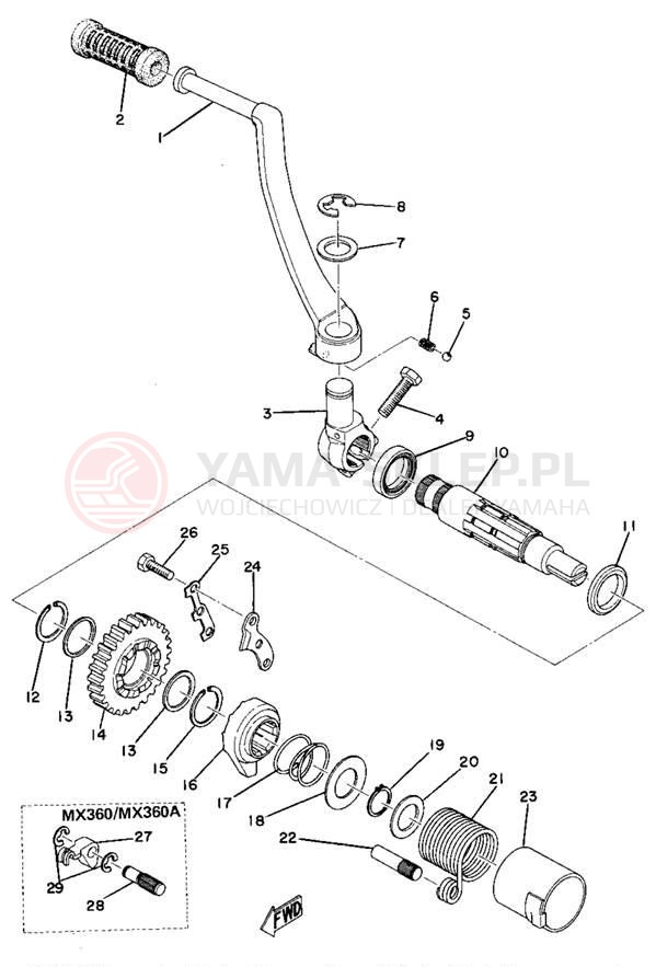 Schemat "kopniak" do Yamaha MX360A/MX250A