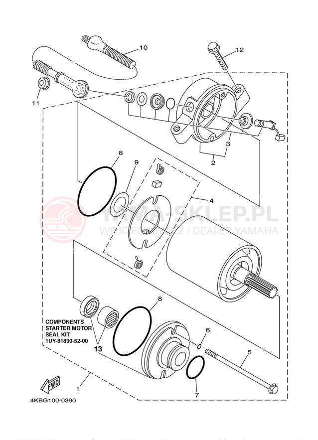 Schemat "rozrusznik" do Yamaha WOLVERINE YFM350FXM/YFM350FXMC
