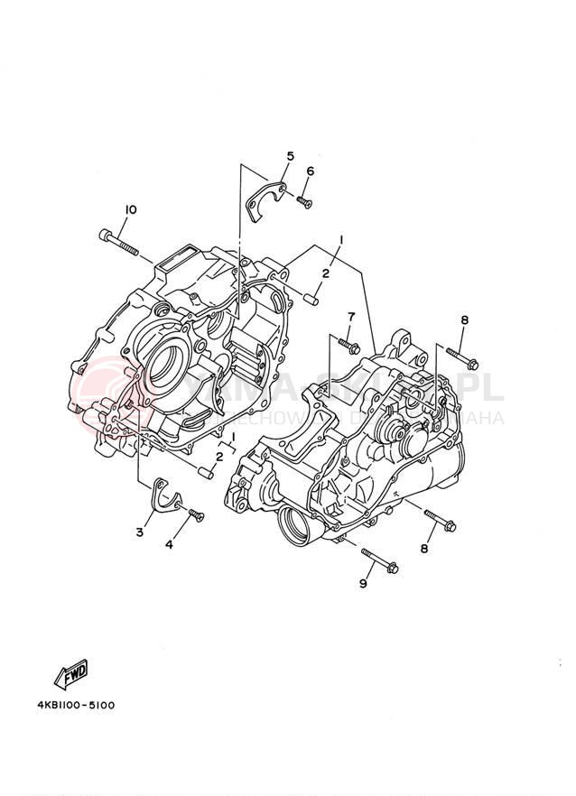 Schemat "Obudowa silnika" do Yamaha BIG BEAR 400 4WD YFM40FV