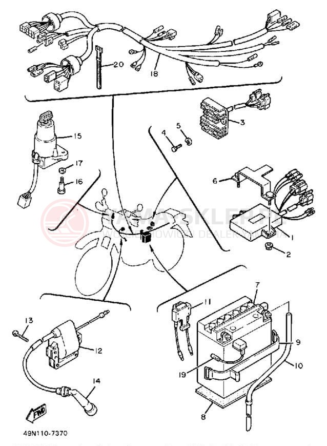 Schemat "układ elektryczny" do Yamaha XT600W/XT600WC
