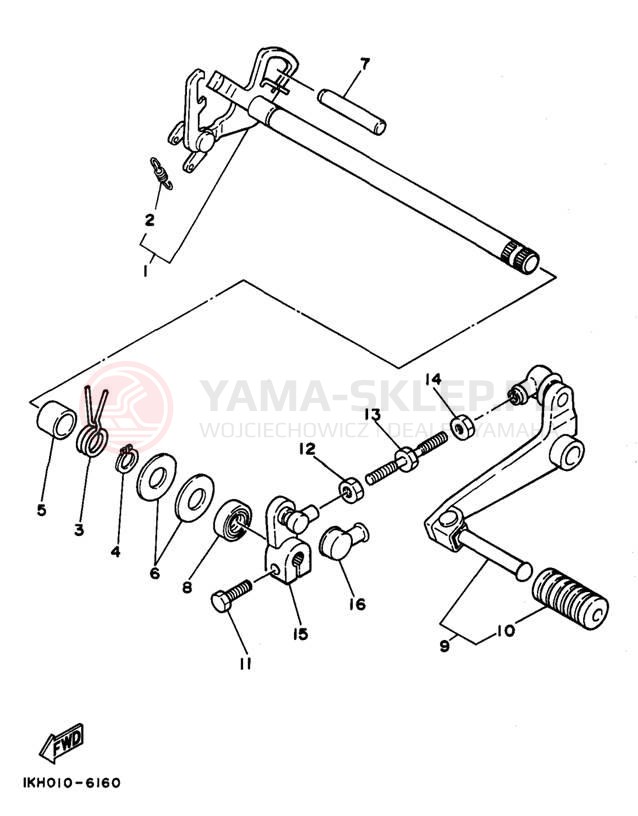 Schemat "Dźwignia zmiany biegów, wałek" do Yamaha SEROW XT225K/XT225KC