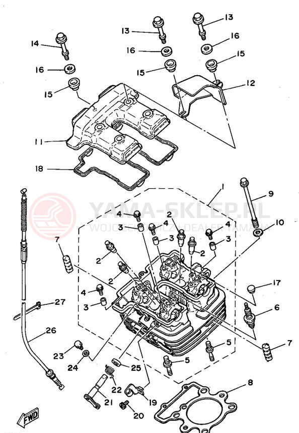 Schemat "głowica" do Yamaha XT350F/XT350FC