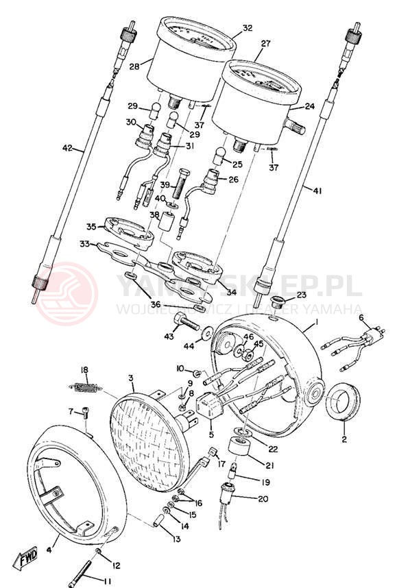 Schemat "Lampa przód i licznik" do Yamaha ATM1B/CT1B/AT1B