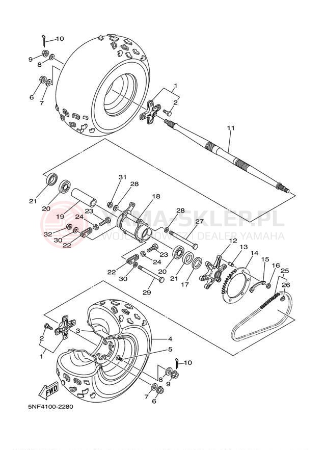 Schemat "Koło tył" do Yamaha WARRIOR YFM350XRC/YFM350XR