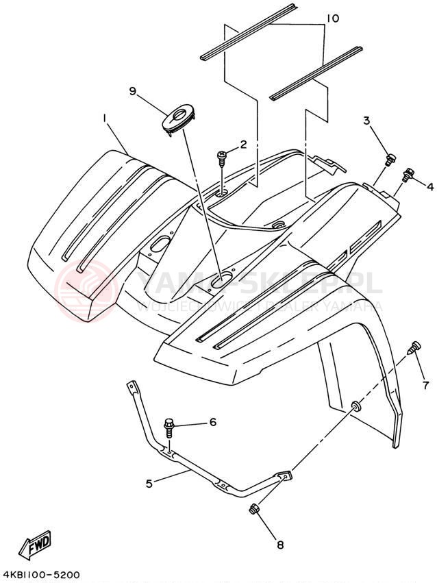 Schemat "Przedni błotnik" do Yamaha WOLVERINE YFM350FXP