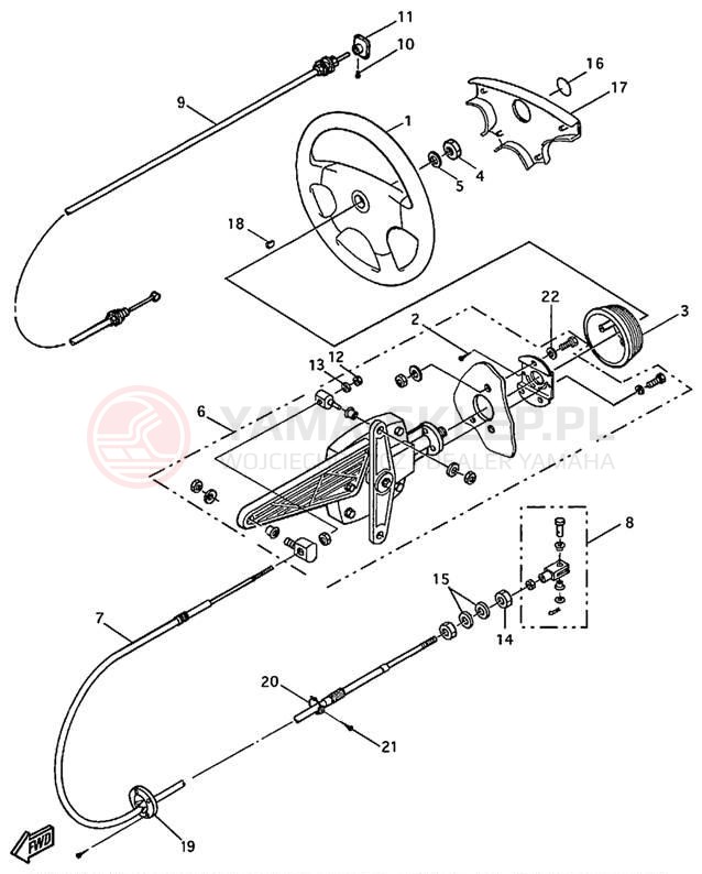 Schemat "Kierownica i osprzęt" do Yamaha EXCITER 135 EXS1200X