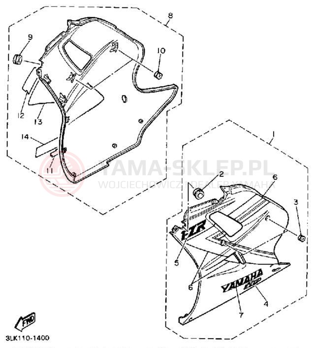 Schemat "elementy nadwozia" do Yamaha FZR1000BC/FZR1000B