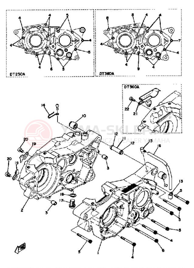 Schemat "Obudowa silnika" do Yamaha DT360A/DT250A