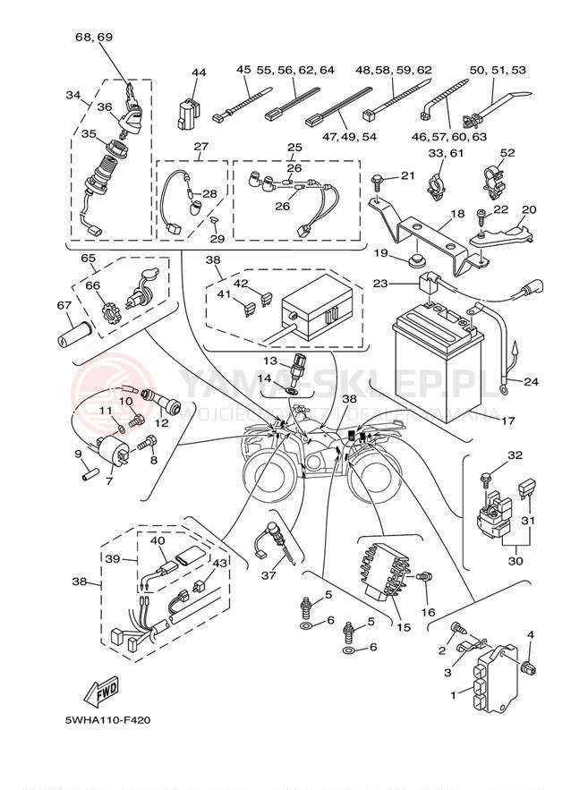 Schemat "układ elektryczny" do Yamaha GRIZZLY 350 2WD YFM35GW
