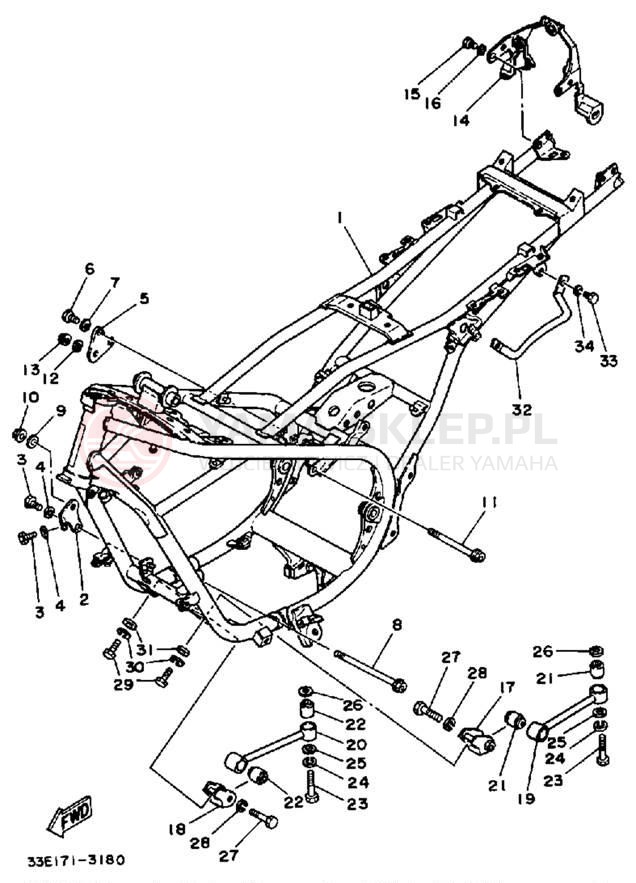 Schemat "rama" do Yamaha RZ350L