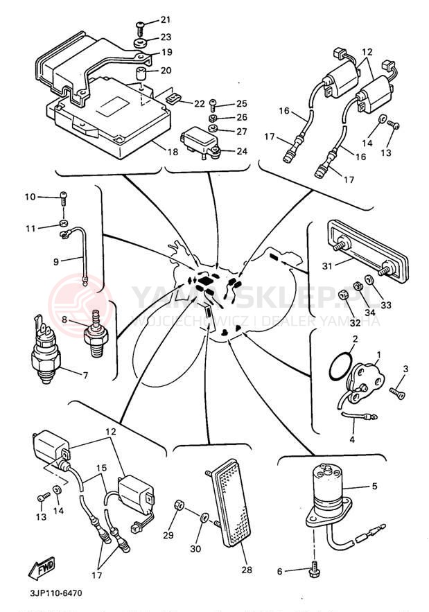 Schemat "układ elektryczny" do Yamaha V-MAX 1200 VMX12JC/VMX12J