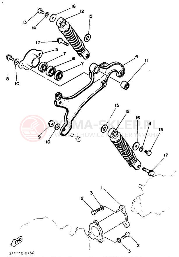 Schemat "wahacz, zawieszenie tył" do Yamaha Y-ZINGER PW50E