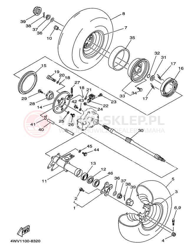 Schemat "Koło tył" do Yamaha GRIZZLY YFM600FWAK/YFM600FWAK