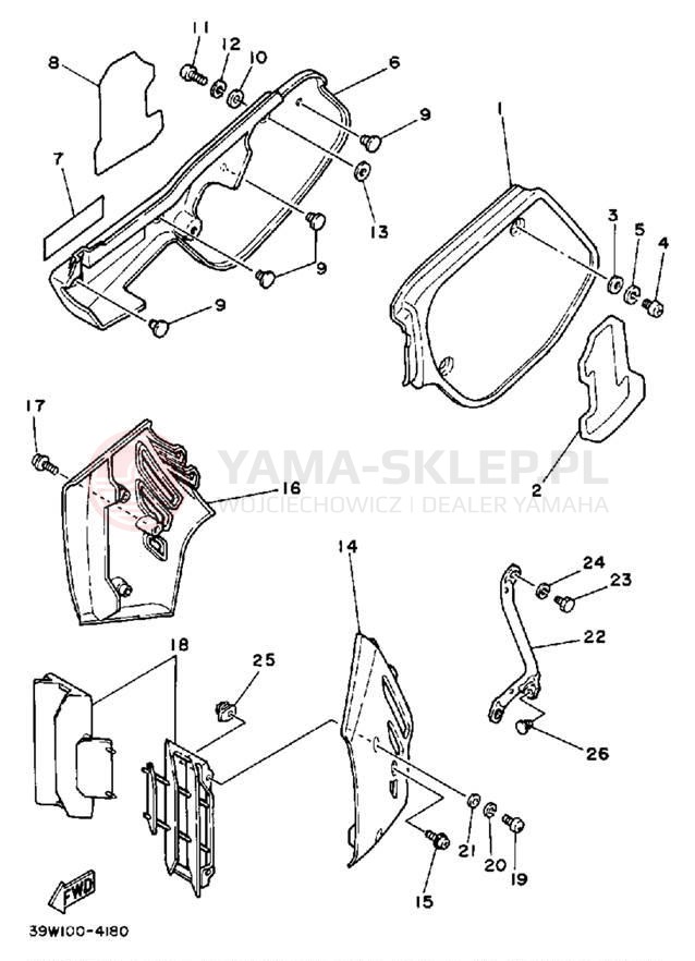 Schemat "Pokrywa boczna" do Yamaha YZ125L