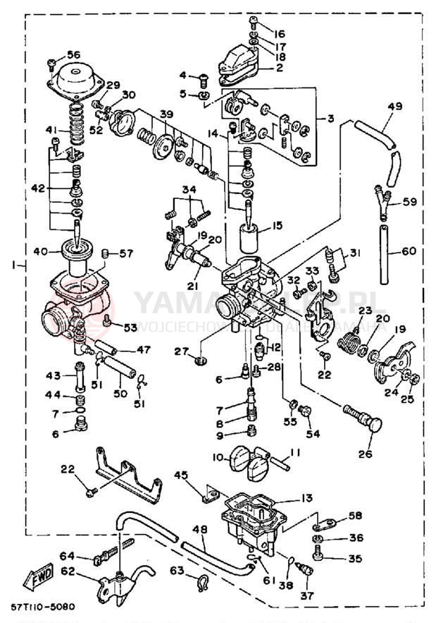 Schemat "Gaźnik" do Yamaha XT350N/XT350NC