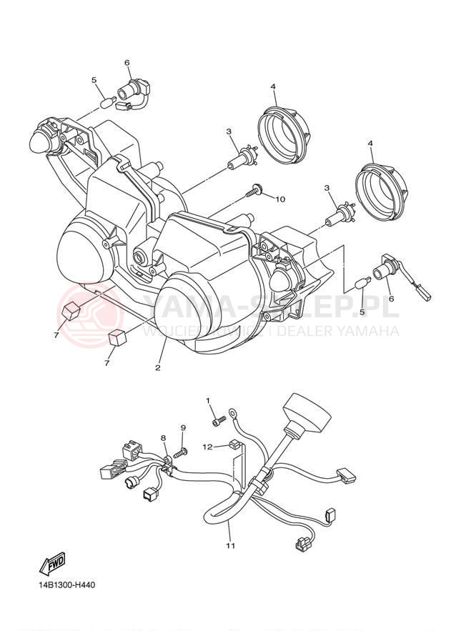 Schemat "Lampa przód" do Yamaha YZFR1 LE YZFR1LEZ/YZFR1LEZC