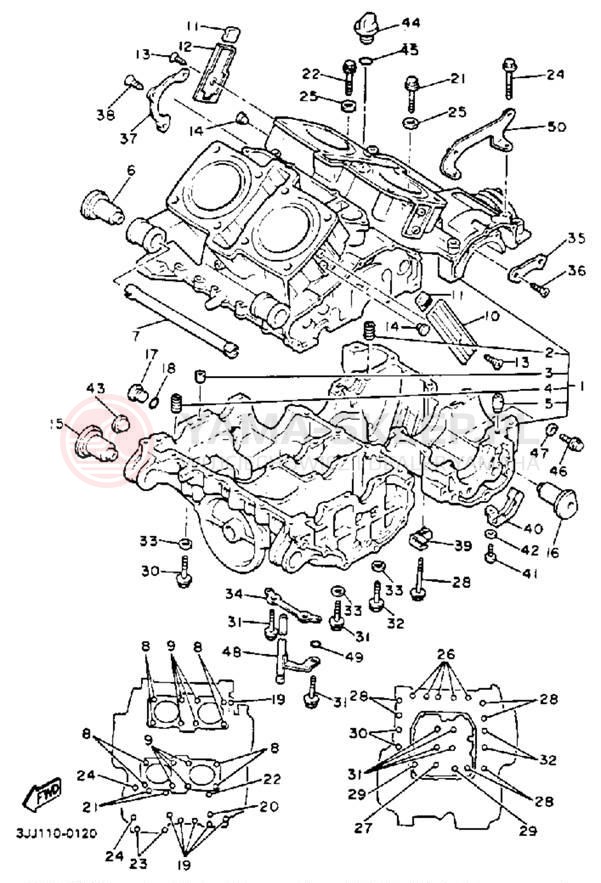 Schemat "Obudowa silnika" do Yamaha XVZ13DEC/XVZ13DE