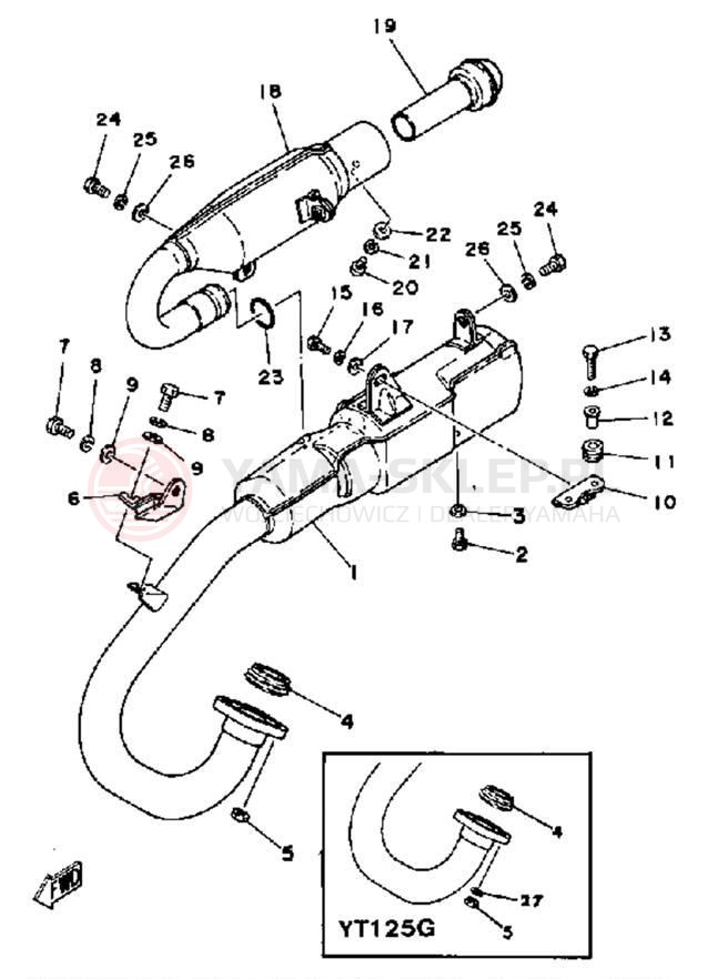 Schemat "wydech" do Yamaha YT125H