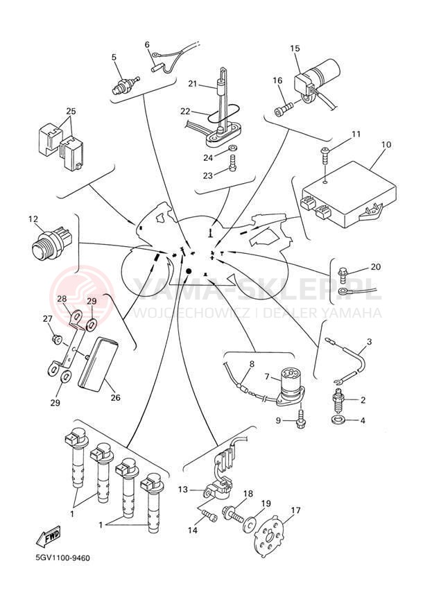 Schemat "układ elektryczny" do Yamaha R6 YZFR6LC/YZFR6L
