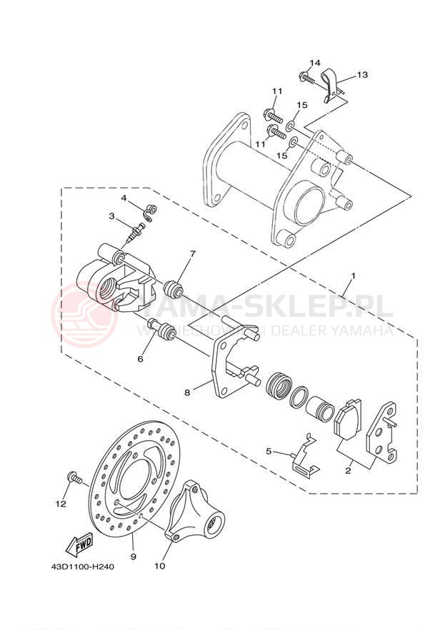 Schemat "Zacisk hamulcowy tylny" do Yamaha RAPTOR 90 YFM90RYB/YFM90RYL