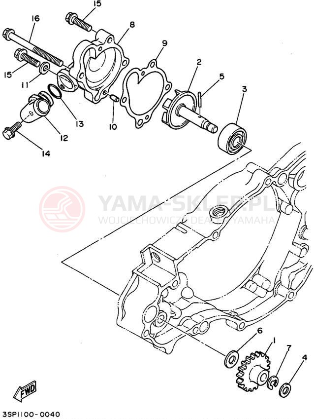 Schemat "Pompa wody" do Yamaha YZ250G1
