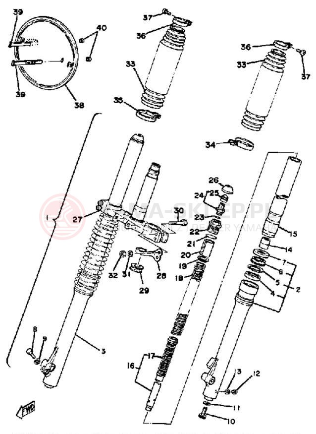 Schemat "Amortyzatory przód" do Yamaha YZ250F