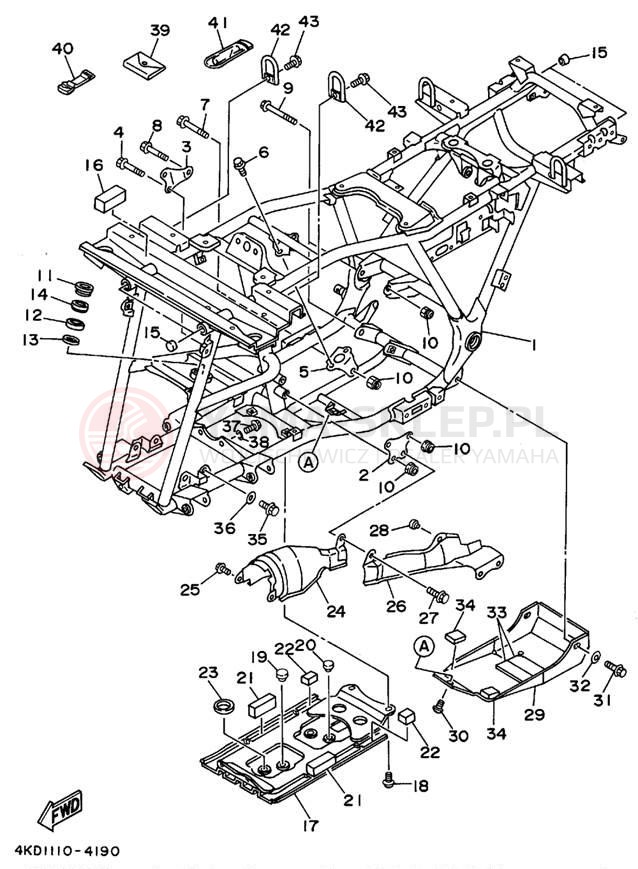 Schemat "rama" do Yamaha YFB250FWF