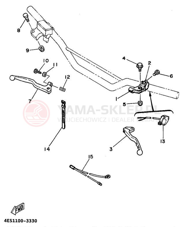 Schemat "Kierownica i osprzęt" do Yamaha YZ80G1
