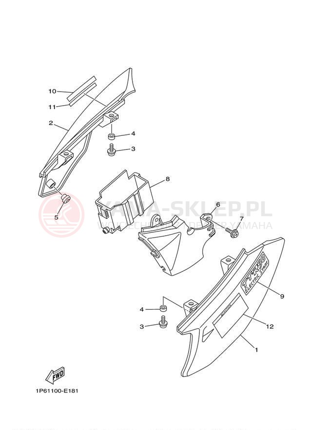 Schemat "Pokrywa boczna" do Yamaha TT-R50E TTR50EW
