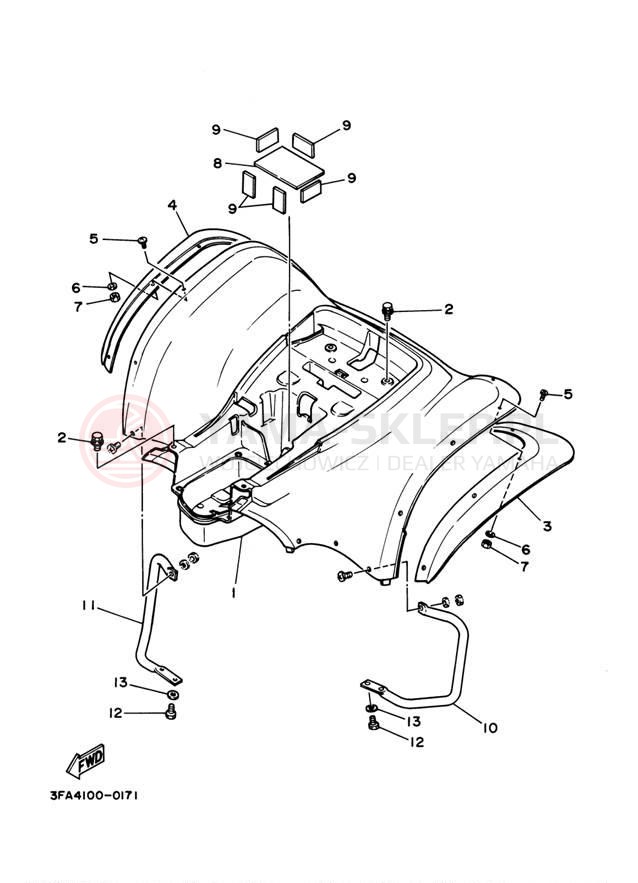 Schemat "Tylny błotnik" do Yamaha BREEZE YFA1S/YFA1SC