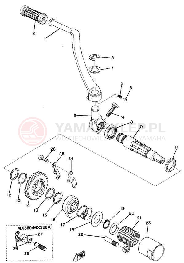 Schemat "kopniak" do Yamaha MX250/MX360